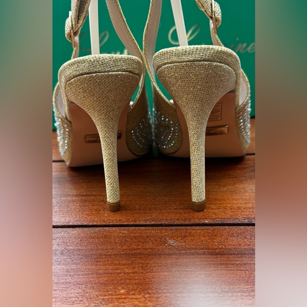Lauren Lorraine Rachel Gold Embellished Heels Size 7 NIB Holiday Party Shoes - Picture 8 of 12